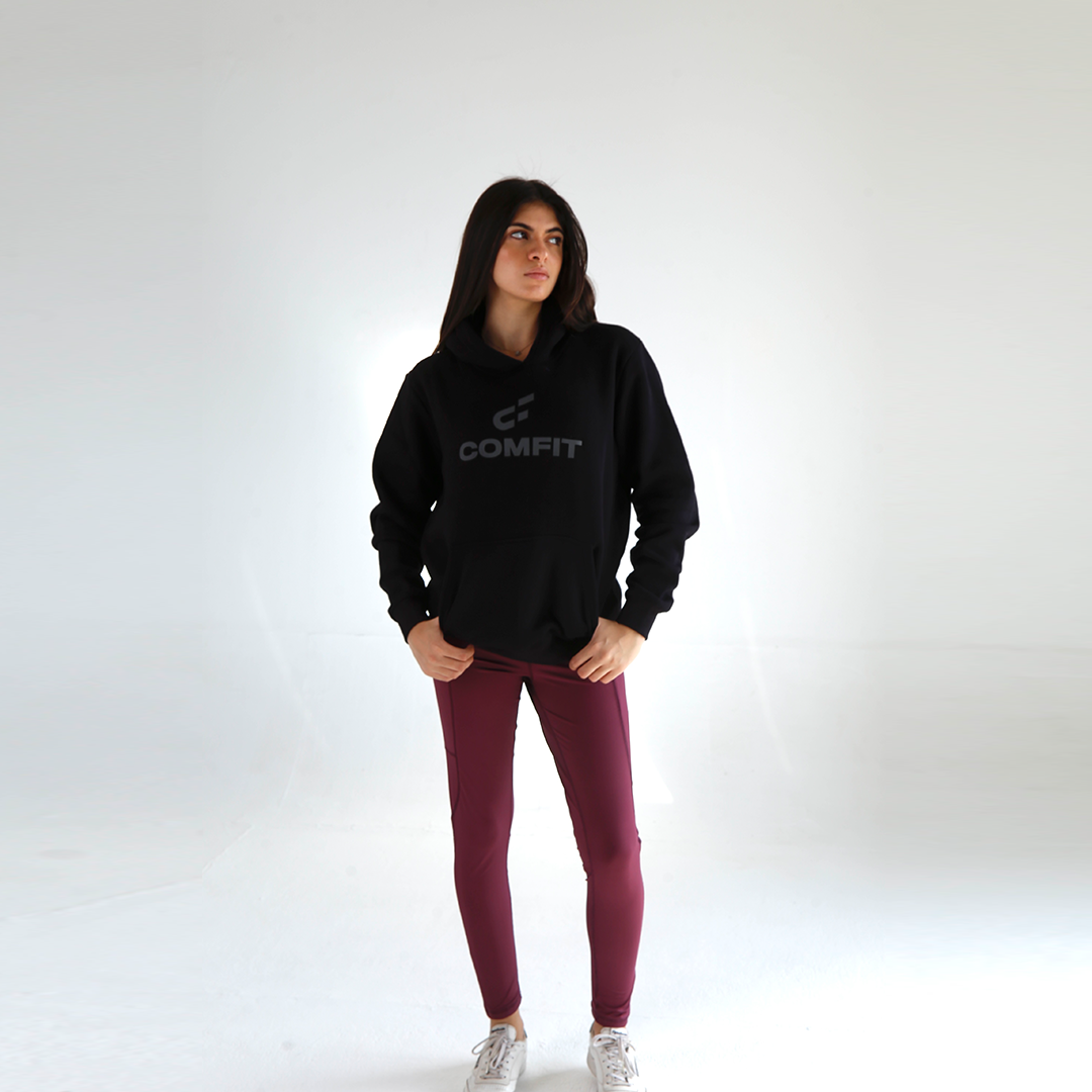 FEMALE OVER SIZED BLACK HOODIE